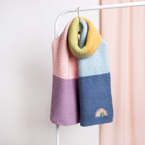 Rainbow Striped Scarf Knitting Kit