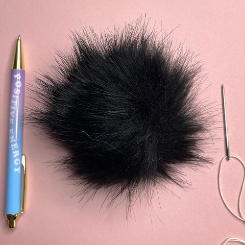 Black Faux Fur Pom-pom